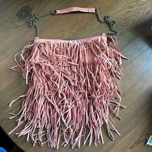 Light pink fringe crossbody purse